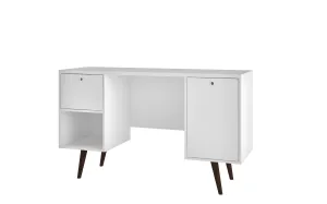 Edgar 1-Drawer Mid-Century Office Desk in White