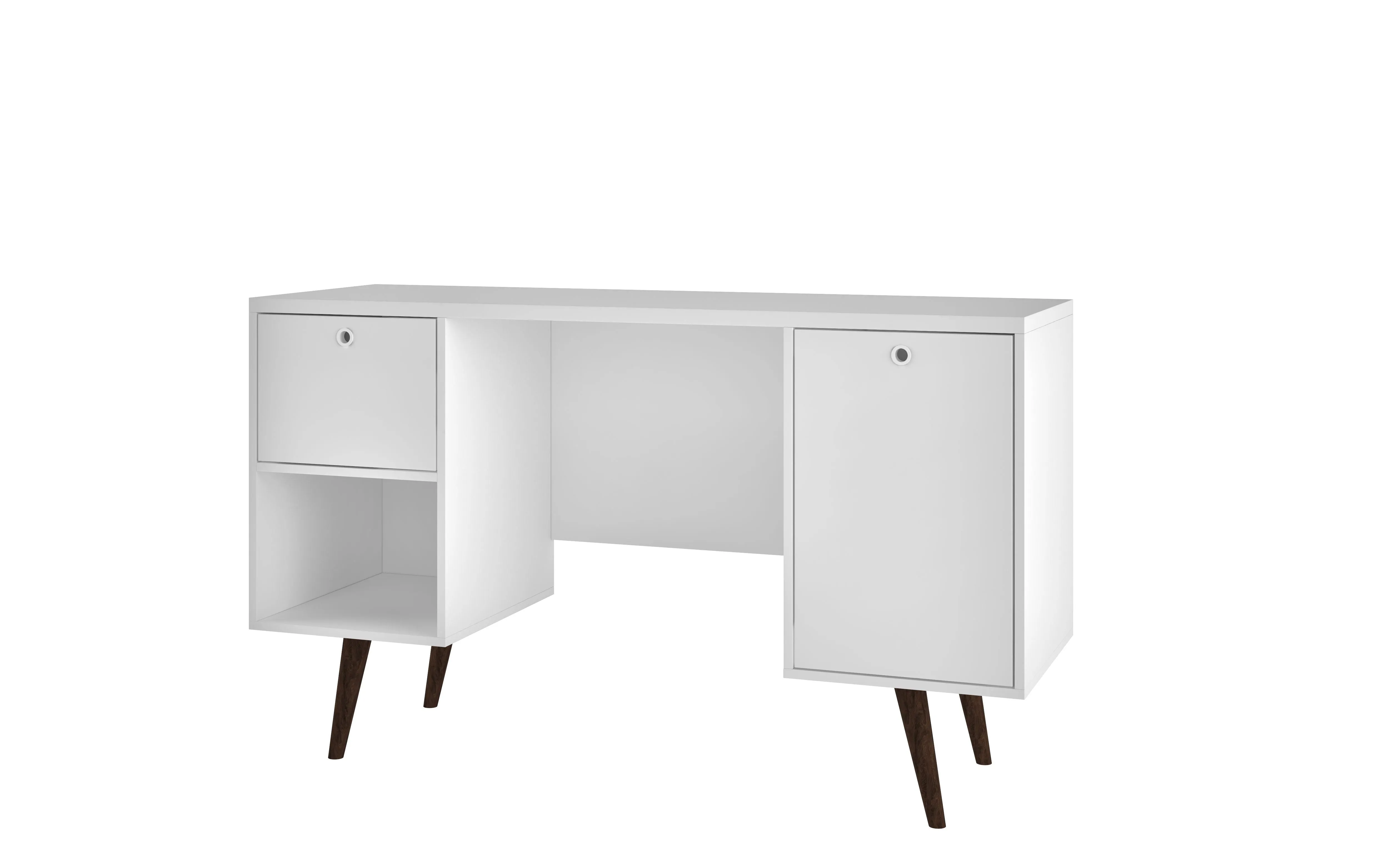 Edgar 1-Drawer Mid-Century Office Desk in White