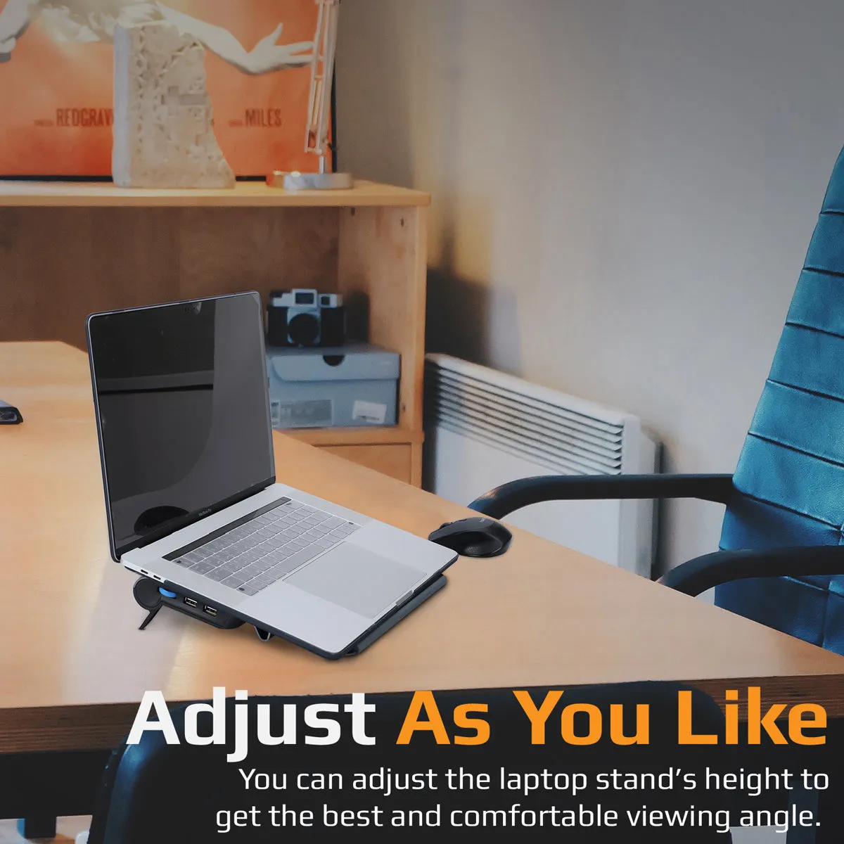 Ergonomic Multi-Level Aluminium Laptop Cooling Stand with Dual USB Ports