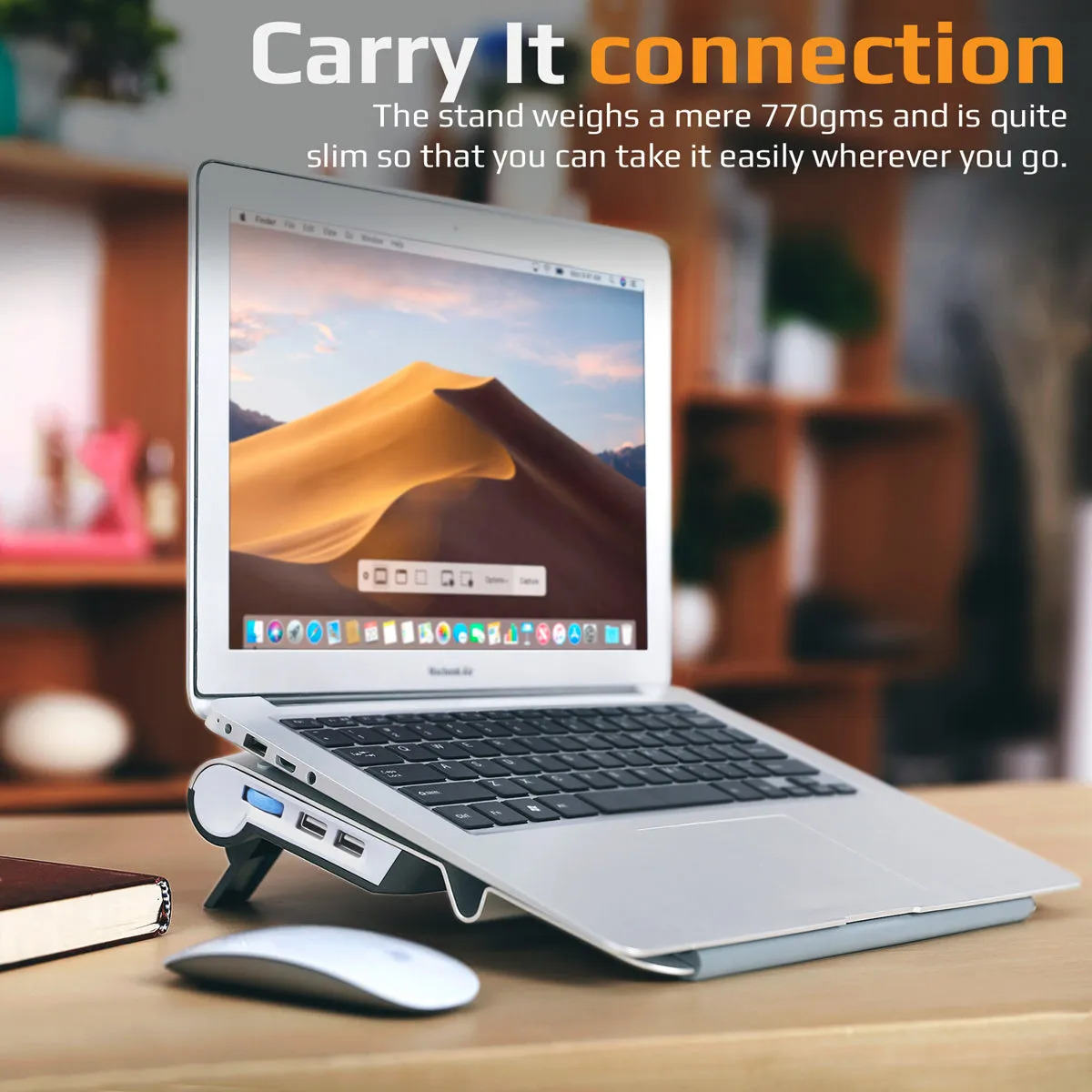 Ergonomic Multi-Level Aluminium Laptop Cooling Stand with Dual USB Ports