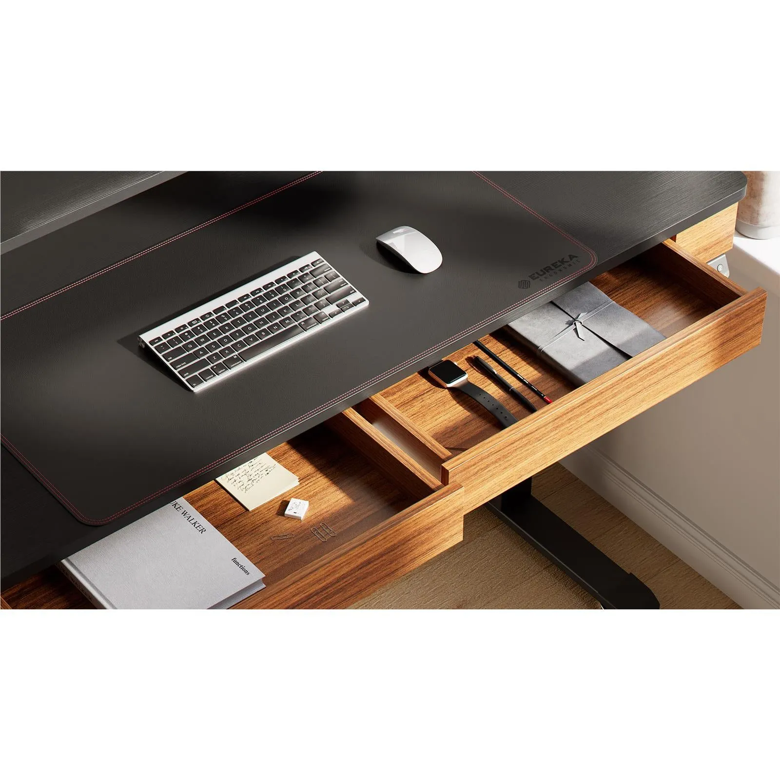 Eureka I55 Two-Drawer Electric Standing Gaming / Office Desk (Walnut)