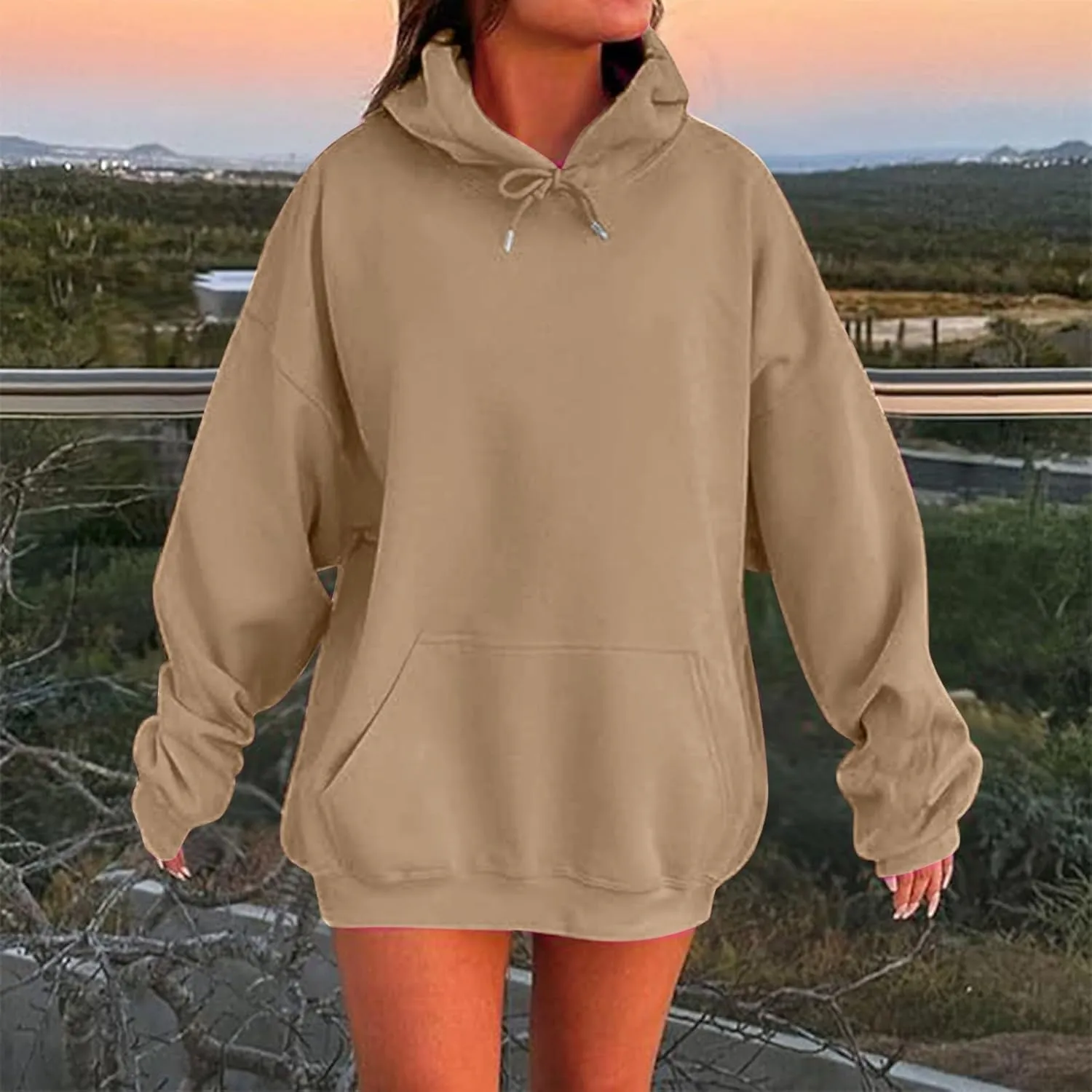 Fall Hooded Sweatshirts for Women 2025 Trendy Womens Oversized Hoodies Winter Cute Drawstring Pullover Sweatshirts