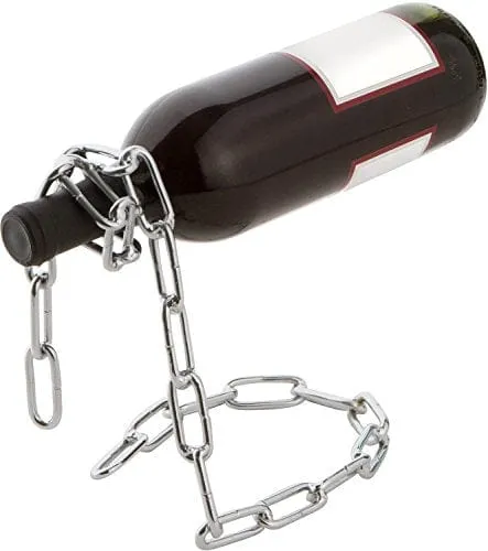 Fantasee Suspending Chain Wine Holder, Stainless Steel Magic Wine Rack Wine Bottle Holder Novelty Gift for Kitchen Home Decoration (Bronze)