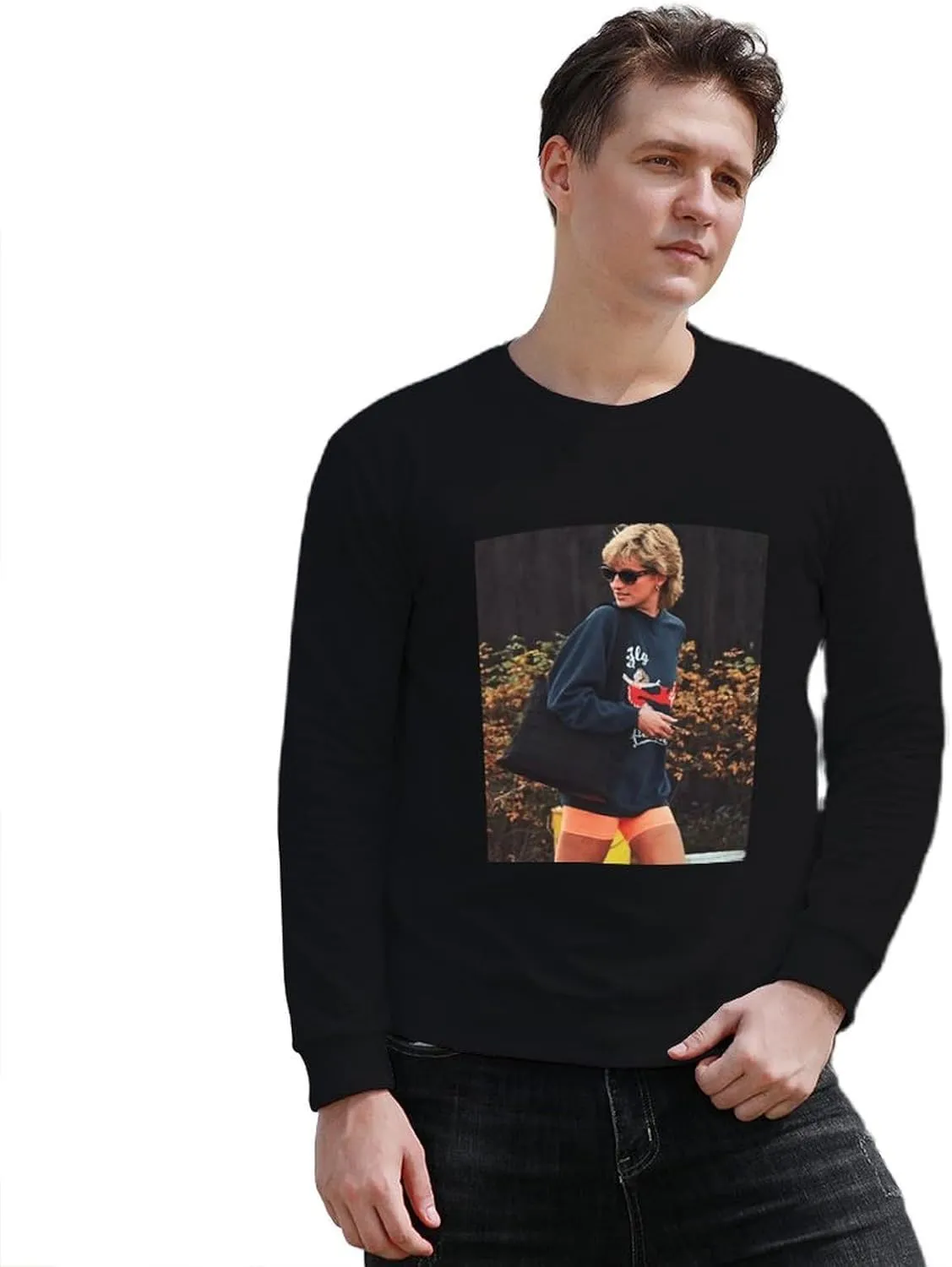Fashion Long Sleeve Graphic Tees Shirt, Athletic Crew Neck T-Shirts for Men