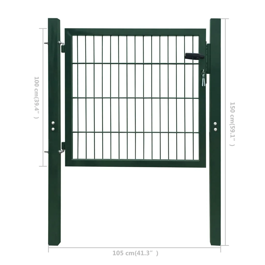 Fence Gate Steel Green 105x150 cm