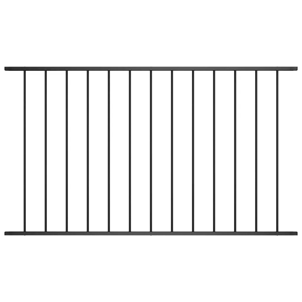 Fence Panel Powder-coated Steel 1.7x1.25 m Black
