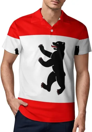 Flag of Berlin Germany Classic Polo Shirts for Men Quick Dry Short Sleeve Fit Golf Tees Casual Tops