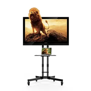 Fleximounts Mobile TV Stand for 32-65 Inch Flat Screen with Single Shelf Max VESA 600x400mm TV Cart Hold up to 88 lbs TV and 11 lbs on Shelf