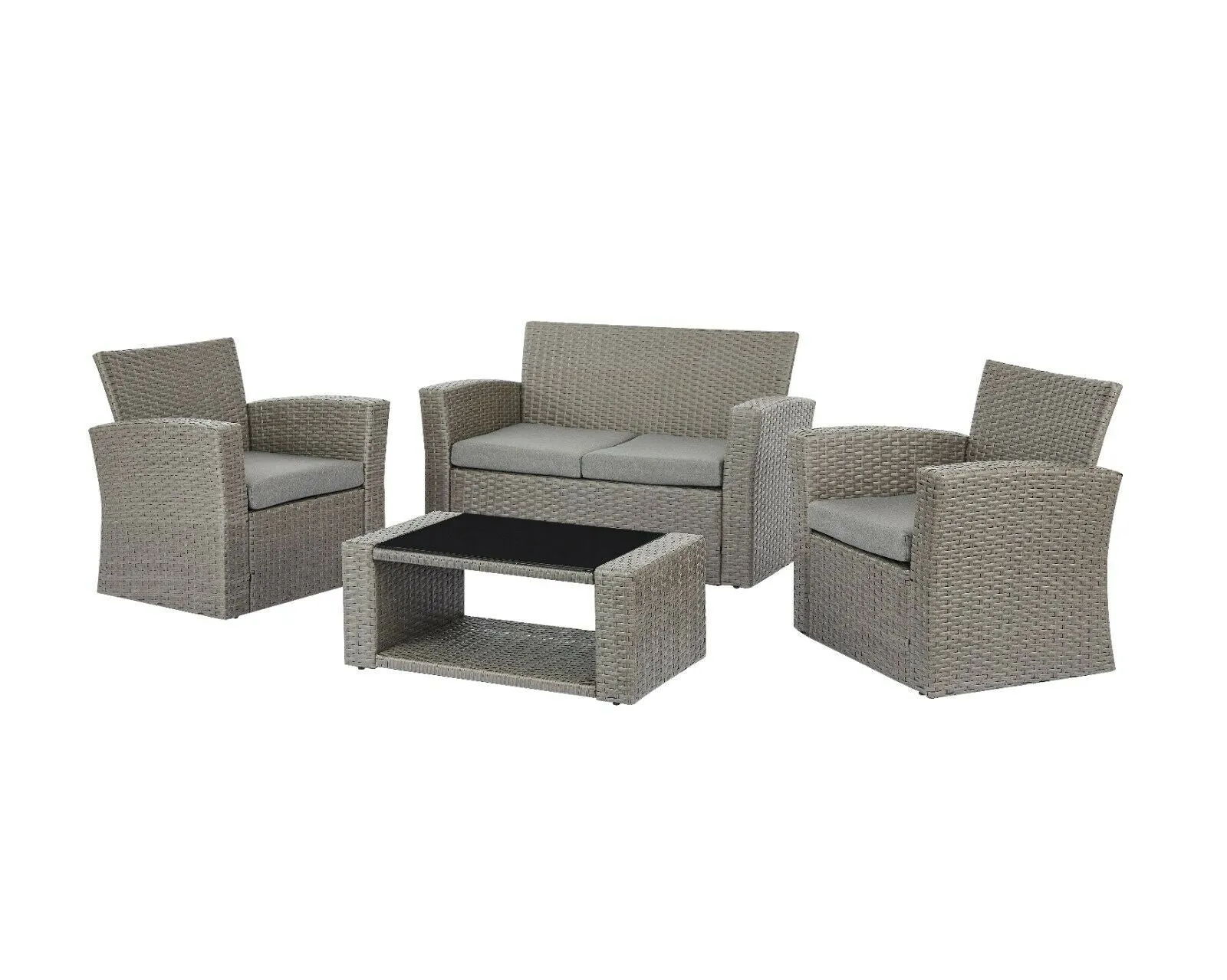 Florence 4 Piece Garden Lounger Set with Cover - Grey