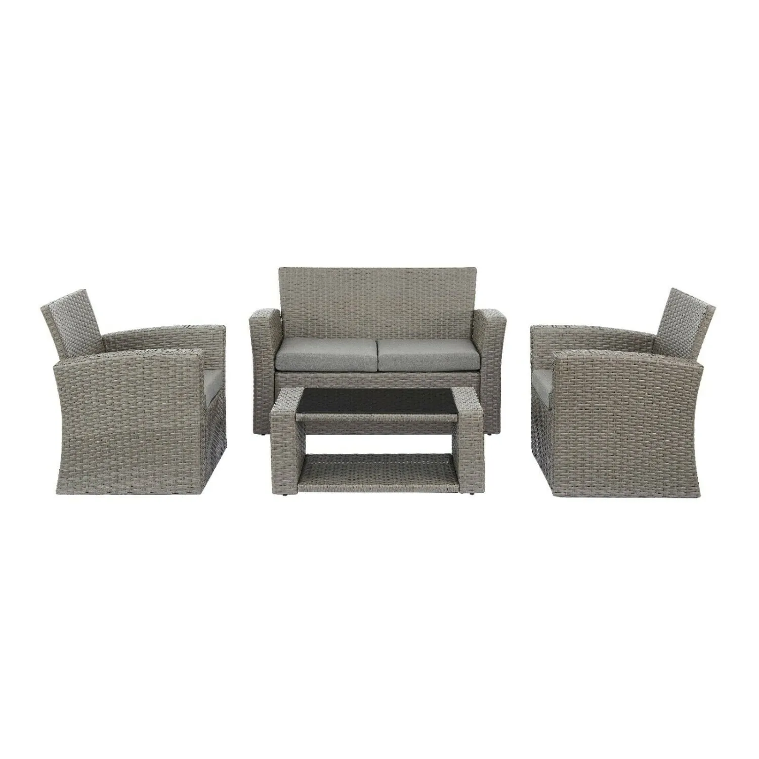 Florence 4 Piece Garden Lounger Set with Cover - Grey