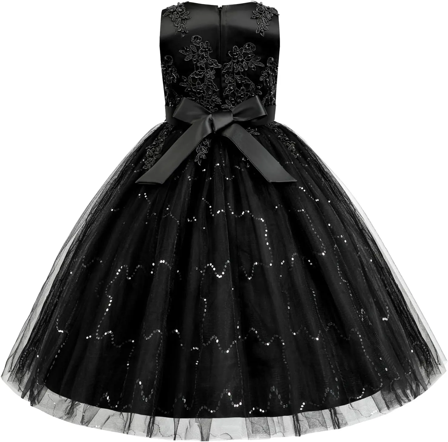 Flower Girls Embroidery Lace Bridesmaid Dress Beaded Wedding Pageant Party Princess Communion Floor Length Boho Dance Gown