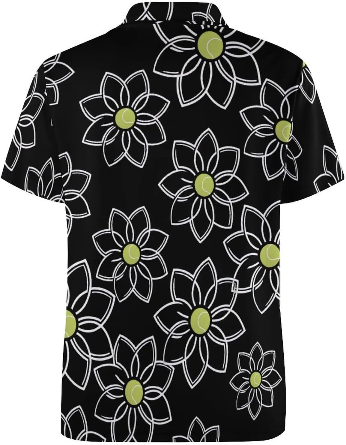 Flower With Tennis Ball Mens Polo Shirts Quick Dry Short Sleeve T-shirts Slim Tennis Collared Tees Tops