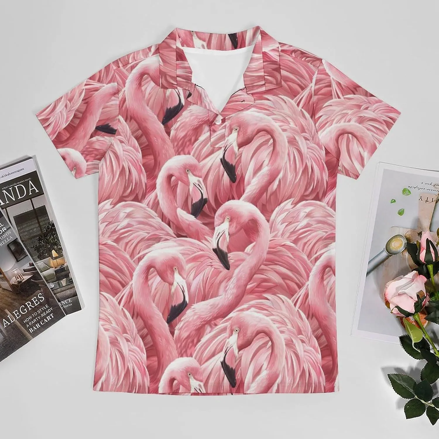 Fluffy Flamingos Classic Polo Shirts for Men Quick Dry Short Sleeve Fit Golf Tees Casual Tops