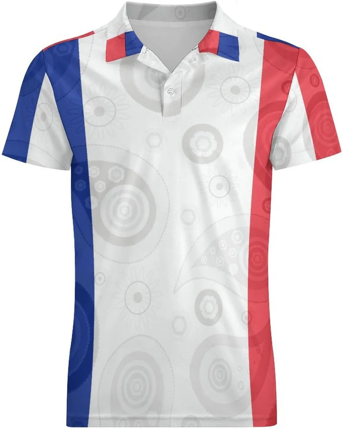 France Flag Paisley French Classic Polo Shirts for Men Quick Dry Short Sleeve Fit Golf Tees Casual Tops
