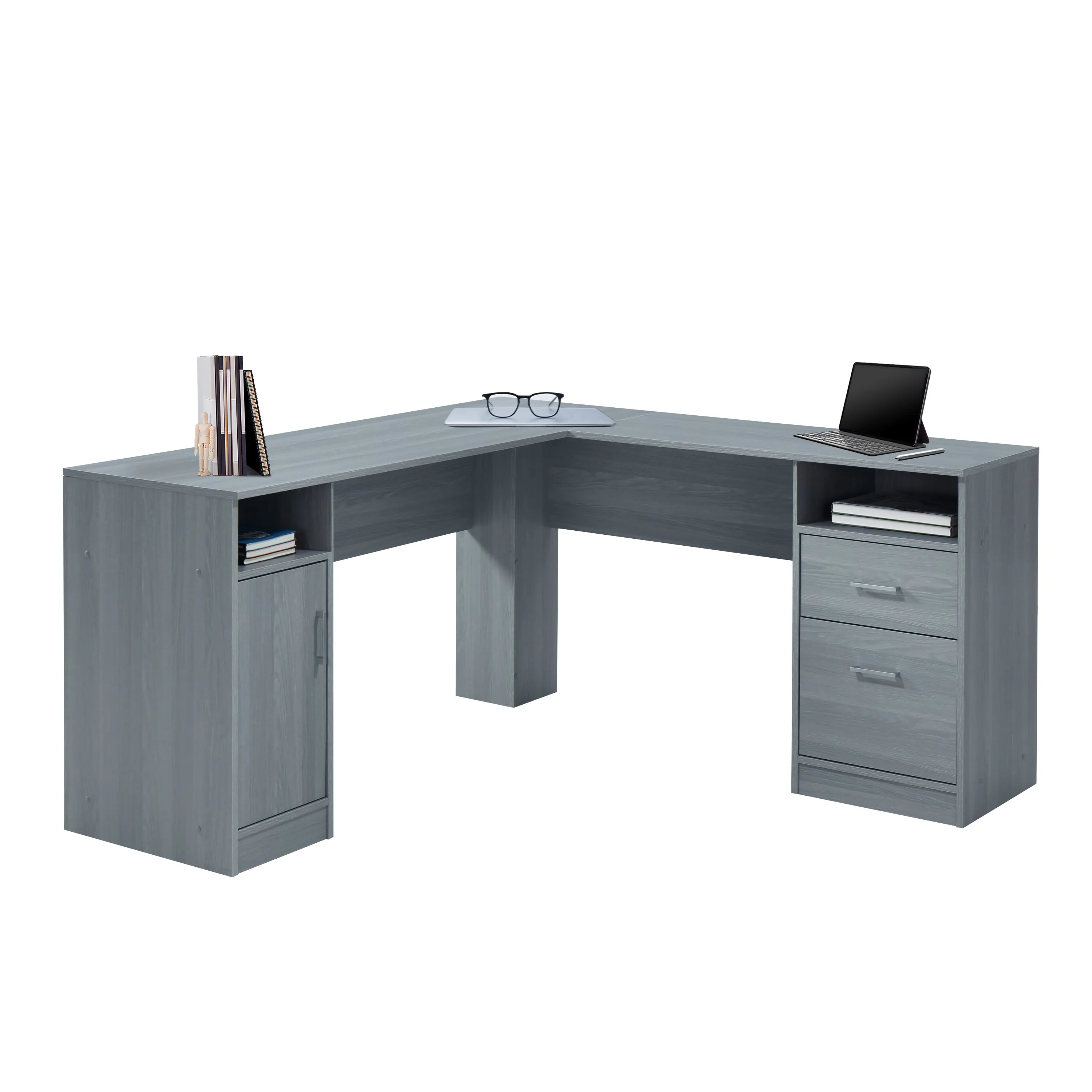 Functional L-Shape Desk with Storage