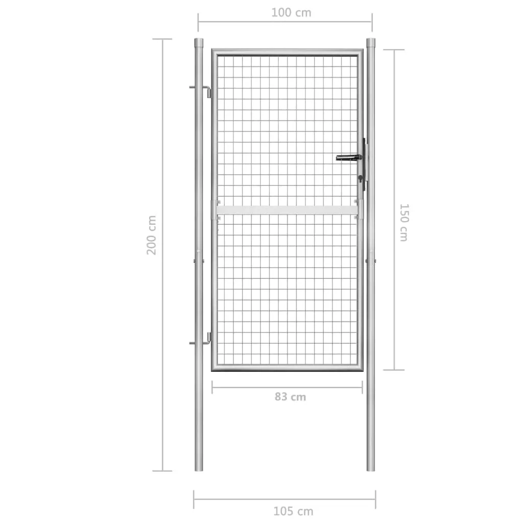 Garden Gate Galvanised Steel 105x200 cm Silver