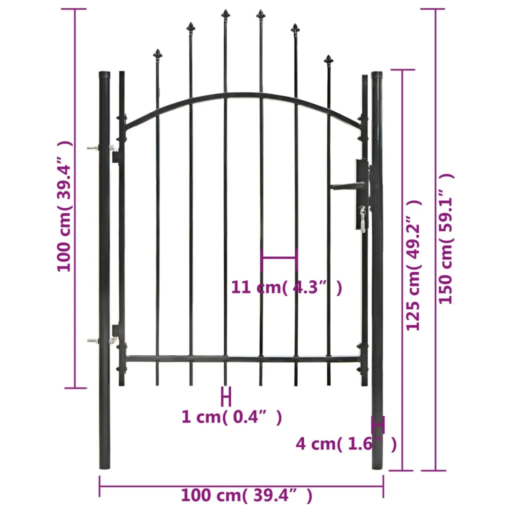 Garden Gate Steel 1x1.5 m Black