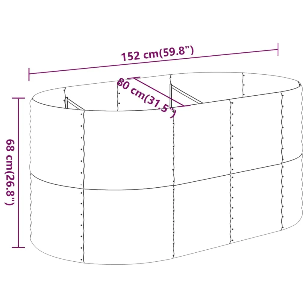 Garden Planter Powder-coated Steel 152x80x68 cm Brown