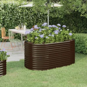 Garden Planter Powder-coated Steel 152x80x68 cm Brown
