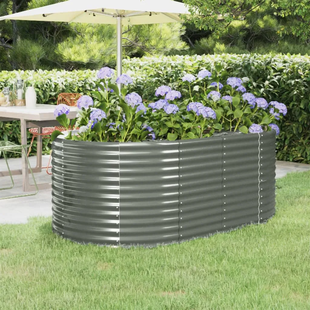 Garden Planter Powder-coated Steel 175x100x68 cm Grey