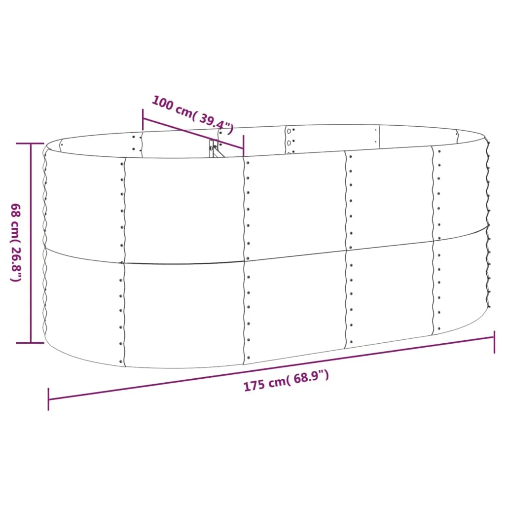 Garden Planter Powder-coated Steel 175x100x68 cm Grey