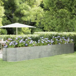 Garden Planter Powder-coated Steel 507x100x68 cm Silver