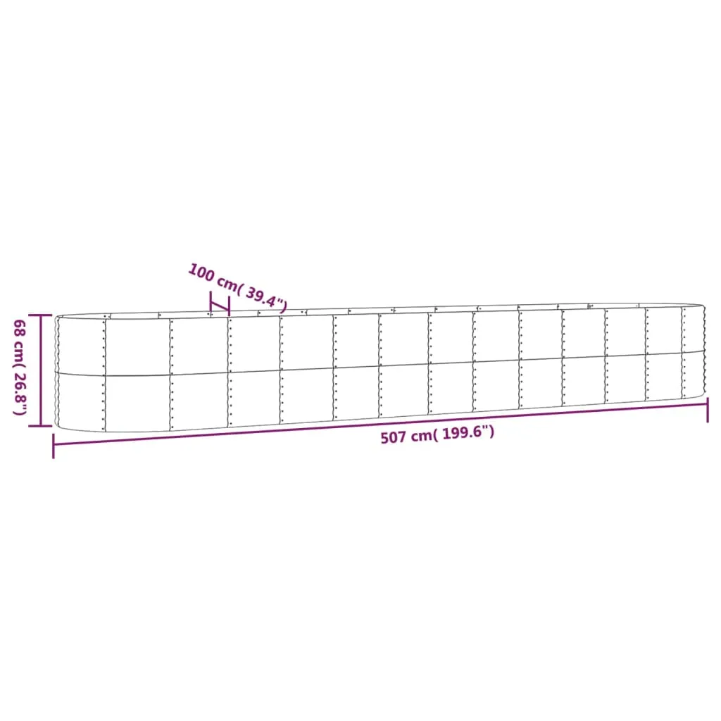 Garden Planter Powder-coated Steel 507x100x68 cm Silver