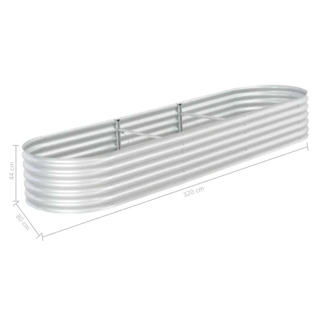 Garden Raised Bed 320x80x44 cm Galvanised Steel Silver