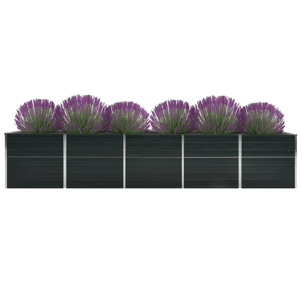 Garden Raised Bed Galvanised Steel 400x80x77 cm Anthracite