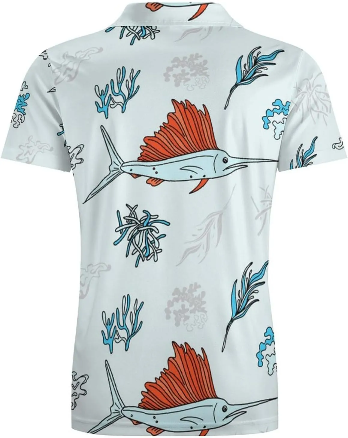 Giant Bluefin Tuna Fishes Classic Polo Shirts for Men Quick Dry Short Sleeve Fit Golf Tees Casual Tops