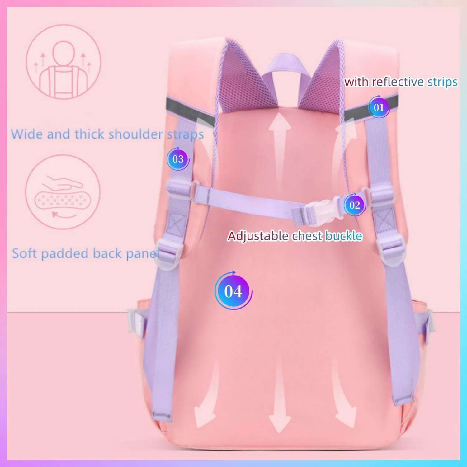 Girls Backpack, Kids Backpack for Girls School Backpacks Bunny Kawaii,Book Bag for Elementary Primary School Kindergarten Elementary Preschool Middle