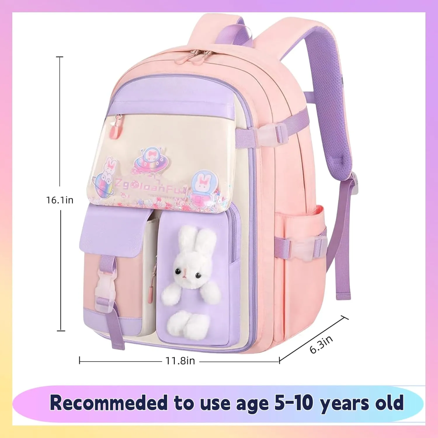 Girls Backpack, Kids Backpack for Girls School Backpacks Bunny Kawaii,Book Bag for Elementary Primary School Kindergarten Elementary Preschool Middle