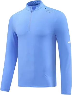 Golf Shirts Quick Dry Quarter Zip Sweatshirts Athletic Workout Gym Active Tees Moisture Wicking Long Sleeves Shirt