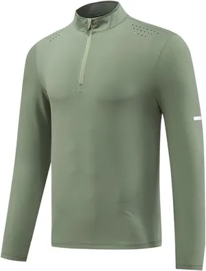 Golf Shirts Quick Dry Quarter Zip Sweatshirts Athletic Workout Gym Active Tees Moisture Wicking Long Sleeves Shirt