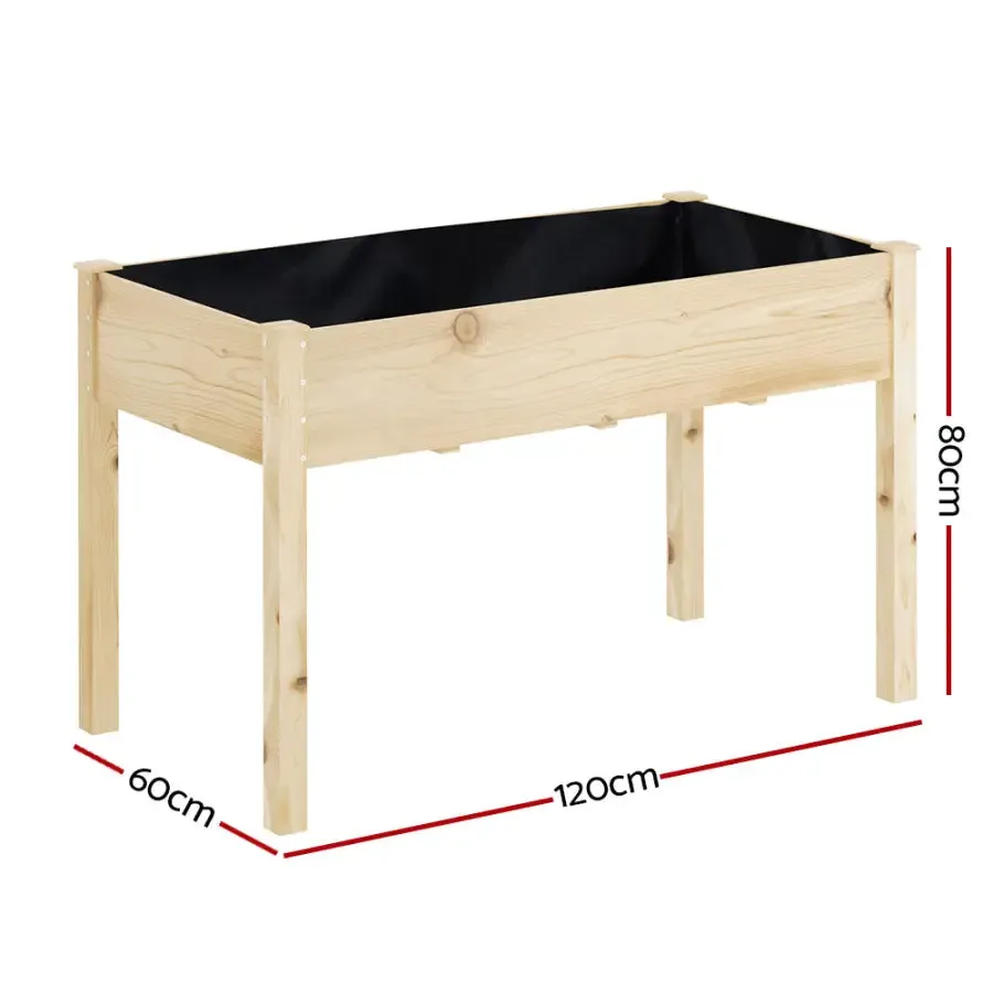 Green Fingers Garden Bed Raised Wooden Planter Box Vegetables 120x60x80cm