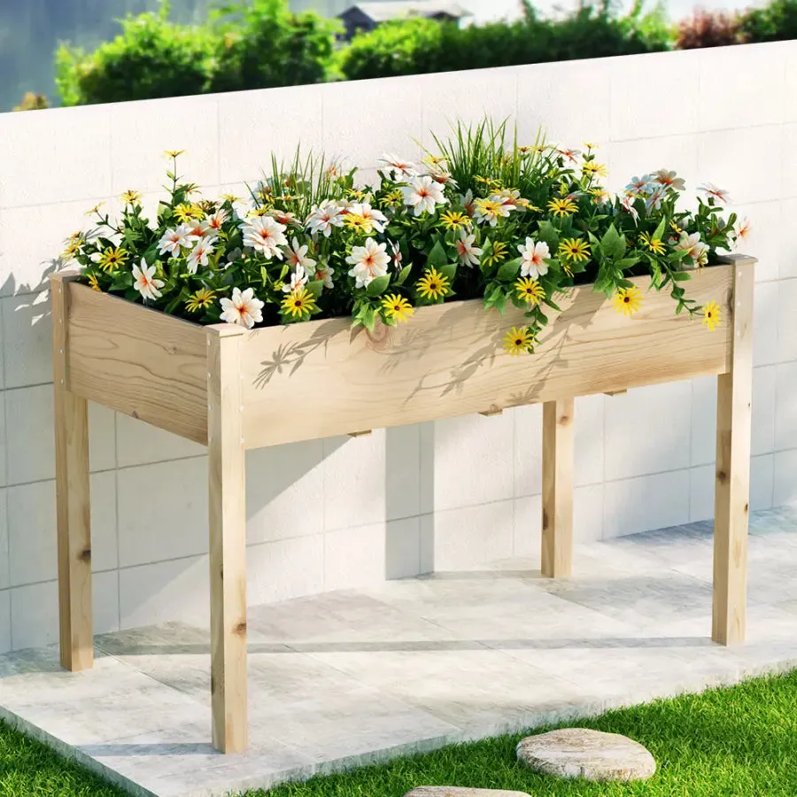 Green Fingers Garden Bed Raised Wooden Planter Box Vegetables 120x60x80cm