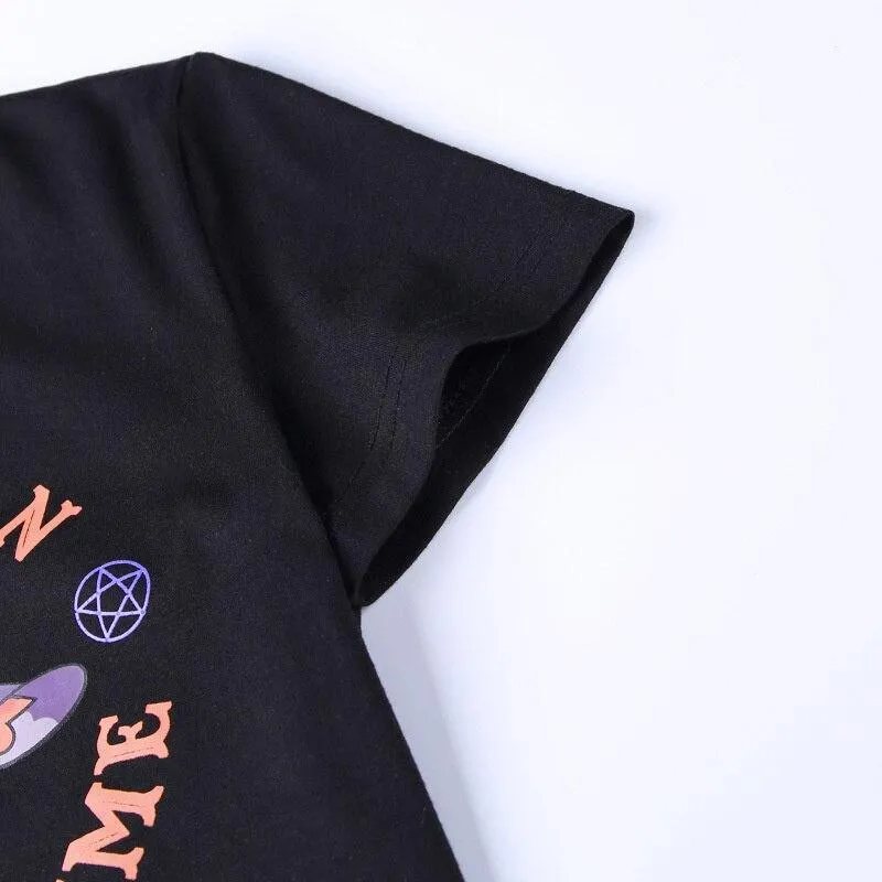 Hail Satan, Watch Anime Cartoon Goat Pentagram Cropped Top: A Cute and Evil Way to Express Yourself