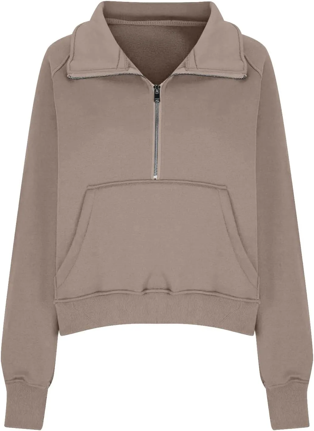 Half Zip Pullover Women Fall Fleece Oversized Sweatshirt Trendy 1/4 Zip Hoodie Y2k Cropped Sweater with Thumb Hole