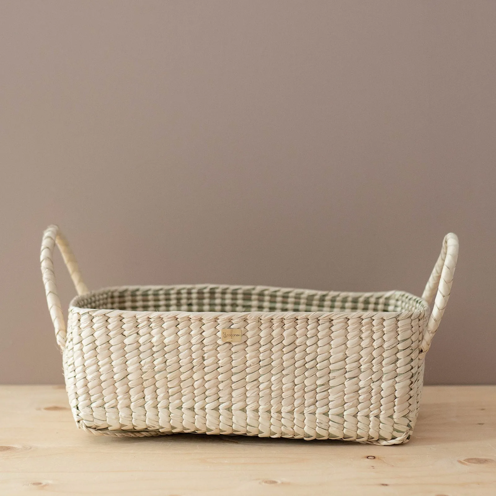 Hand-Woven Natural Basket with Handles