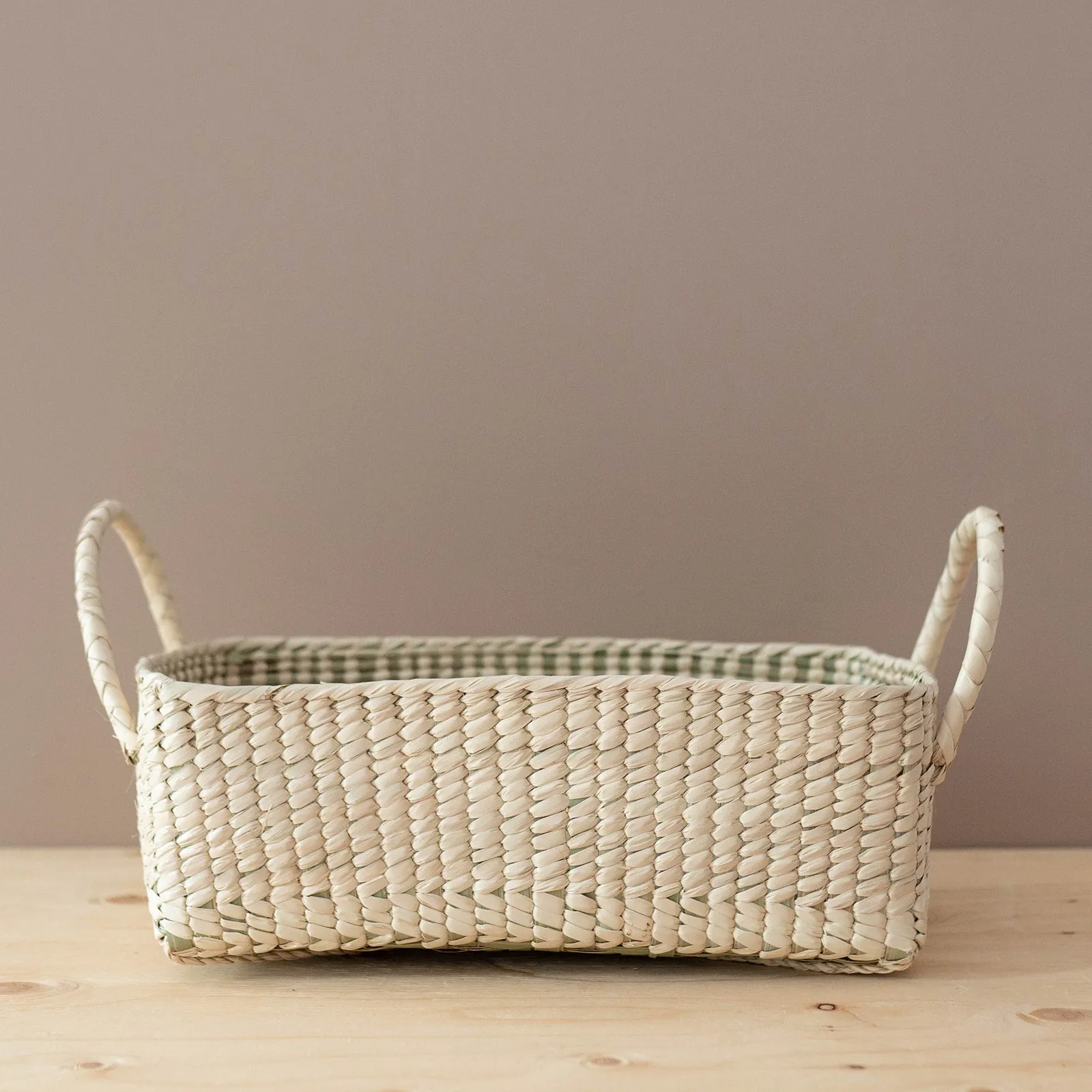 Hand-Woven Natural Basket with Handles