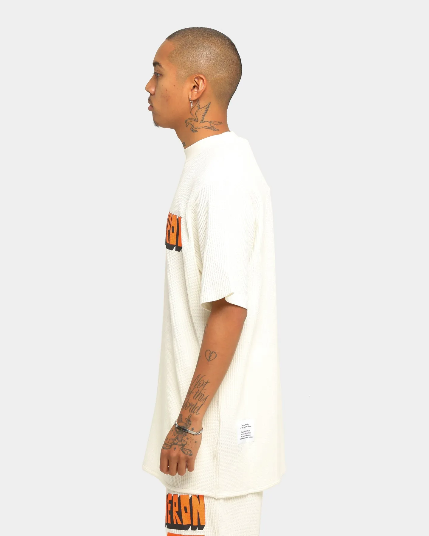 Heron Preston Waffle Bold Heron Short Sleeve T-Shirt Beige