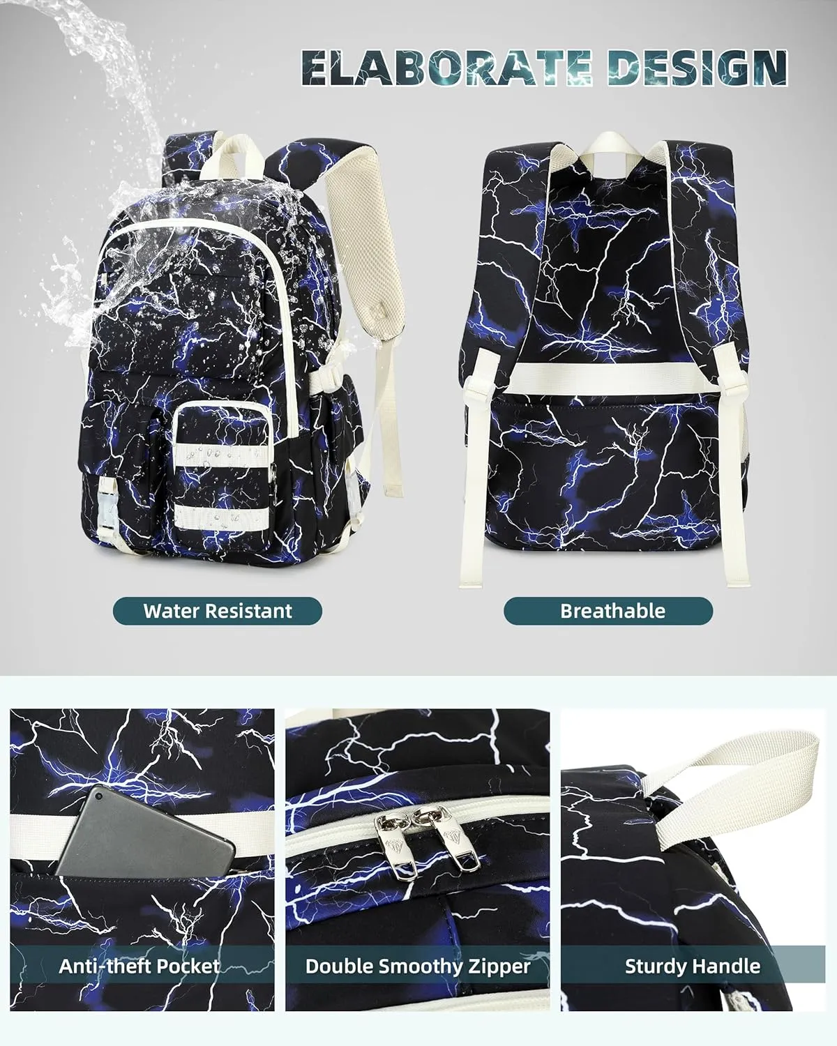 Hidds Laptop Backpacks for Teens Boys Mens Lightning School Bag College Backpack Travel Casual Daypack Bookbags Students