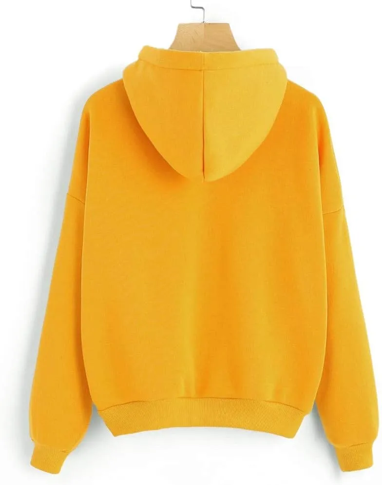 Hoodies for Women Pullover Basic Solid Long Sleeve Crewneck Sweatshirts Teen Girls Oversized Hooded Tops Shirts