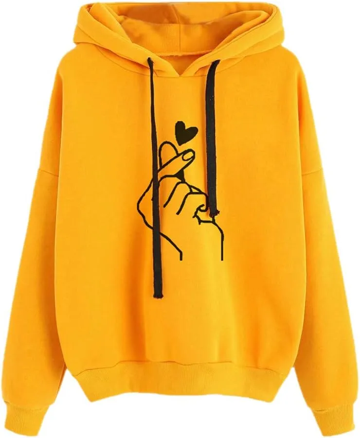Hoodies for Women Pullover Basic Solid Long Sleeve Crewneck Sweatshirts Teen Girls Oversized Hooded Tops Shirts