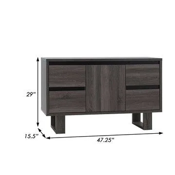 Hosa 47 Inch TV Media Entertainment Console, 2 Drawers, 1 Cabinet, Black By Casagear Home