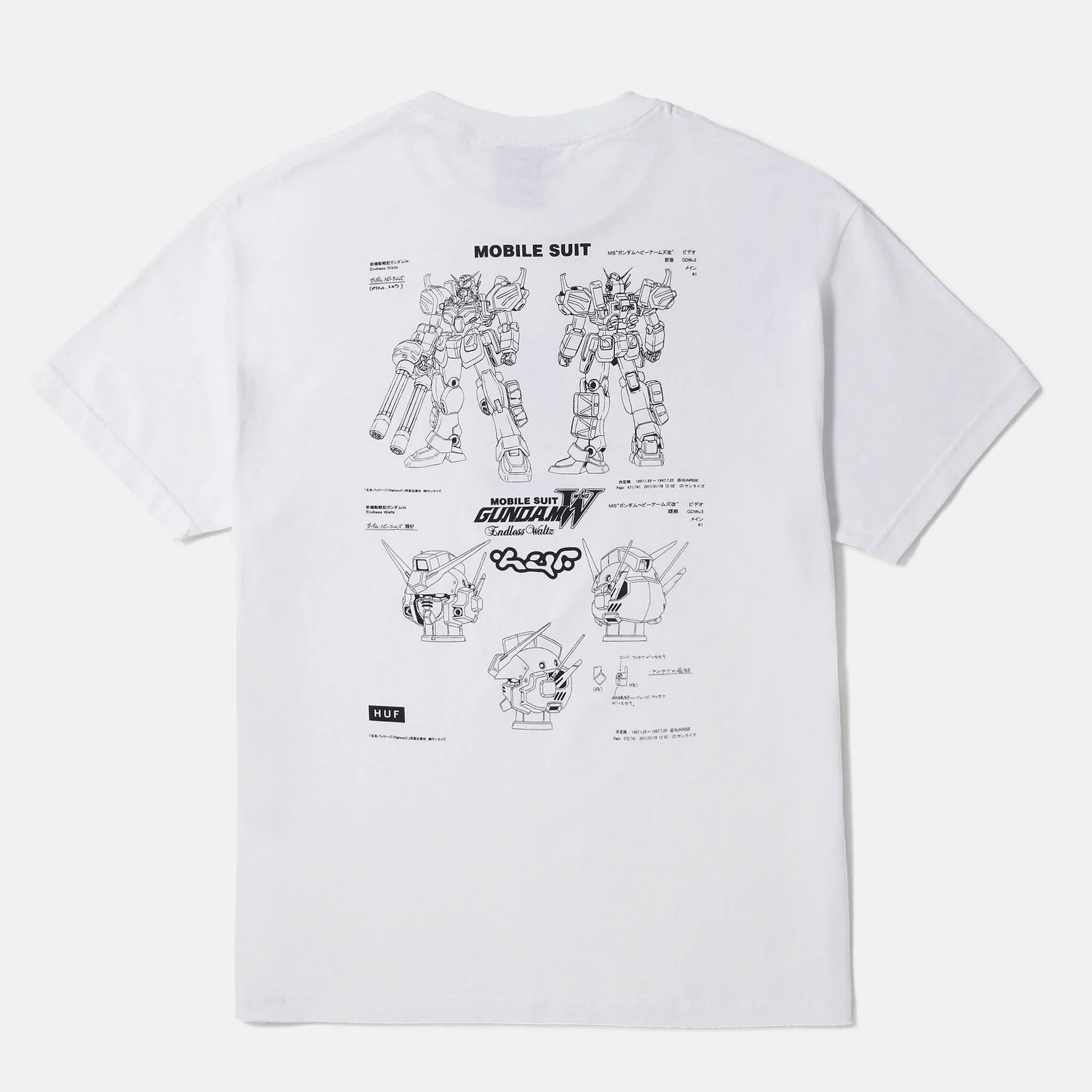 Huf - Gundam Wing Heavy Arms Schematics T-Shirt - White
