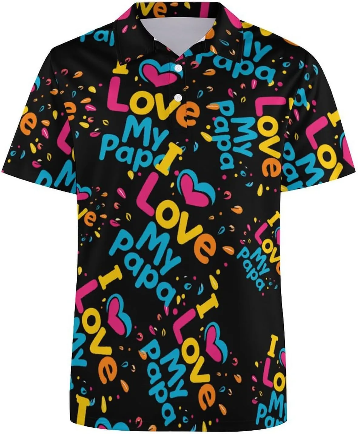 I Love My Papa Mens Polo Shirts Quick Dry Short Sleeve T-shirts Slim Tennis Collared Tees Tops