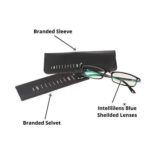 Intellilens Nvision Unisex Power Reading Blue Cut Anti Reflection Full Frame Spectacles Glasses For Mobile Laptop Tablet Computer - (Zero Power, Black)
