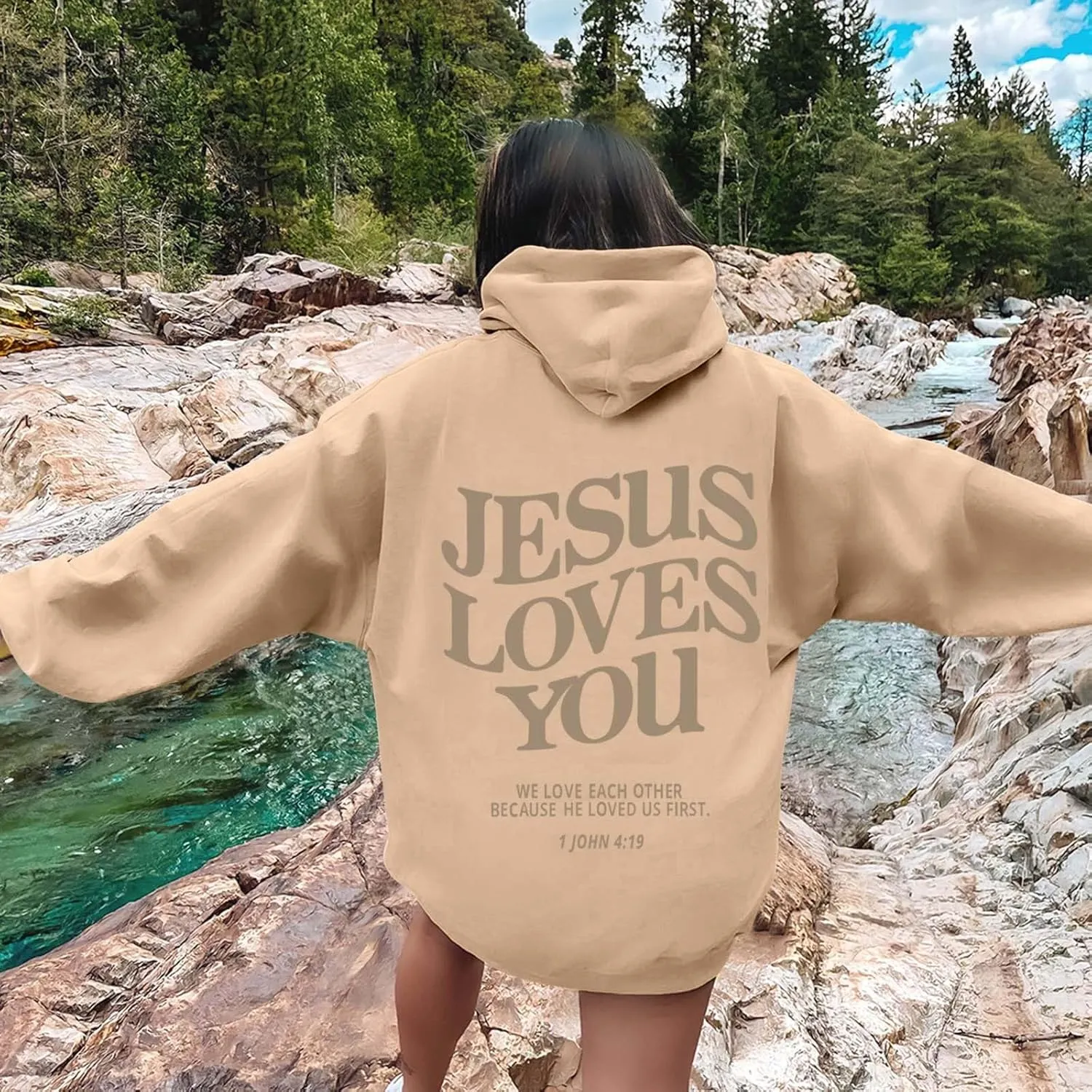 Jesus Loves You Hoodie Sweatshirt Jesus Christian Gifts Hooded Pullover Tops Streetwear Gift Y2K Clothes for Women Men