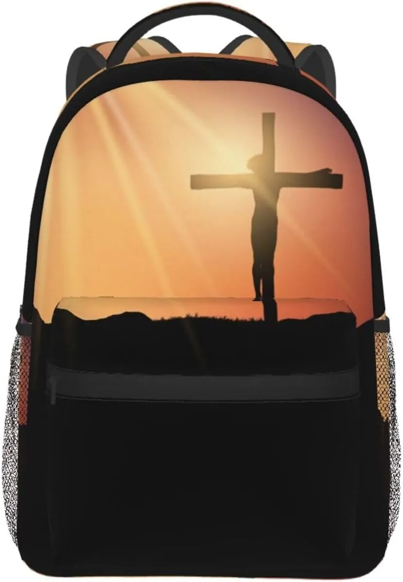 Jesus Travel Laptop Backpack Women Lightweight Backpack Adjustable College Backpack Fits 15.6 Inch Laptop Waterproof Travel Backpack for Women, Men, Travel -Cross